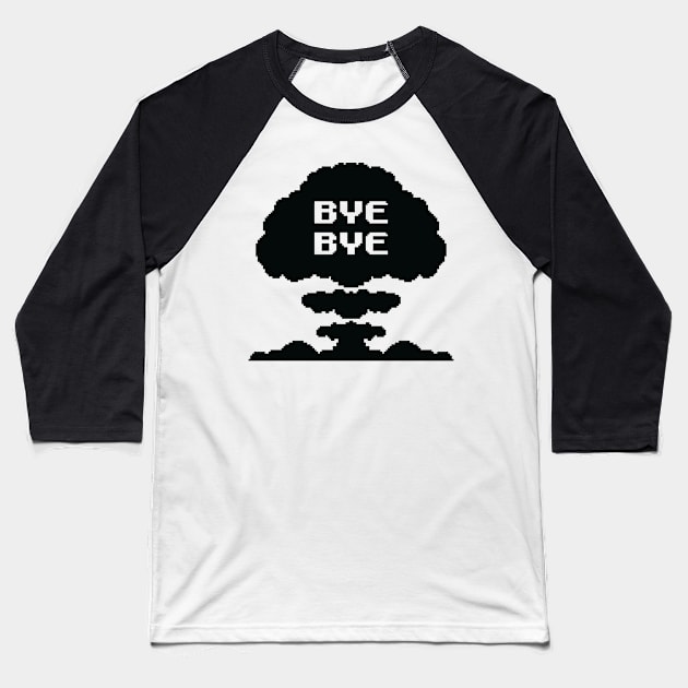 Mushroom Cloud (black, pixellated) Baseball T-Shirt by GraphicGibbon